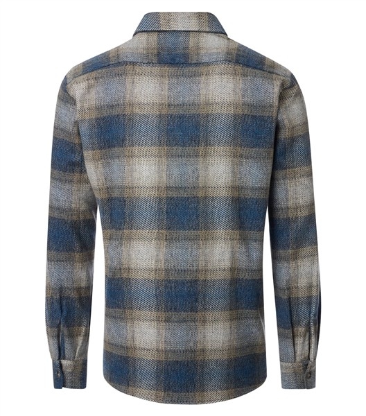 Casa Moda overshirt Casual Fit, blauw geblokt
