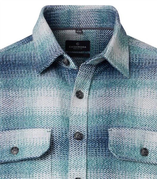 Casa Moda overshirt Casual Fit flanel, geruit petrol