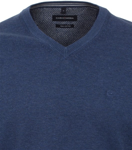 Casa Moda Pullover m. V-hals, mid blauw