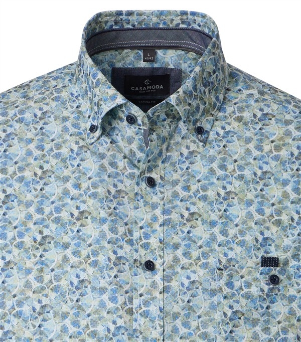 Casa Moda short overhemd Casual Fit print, blw/gr