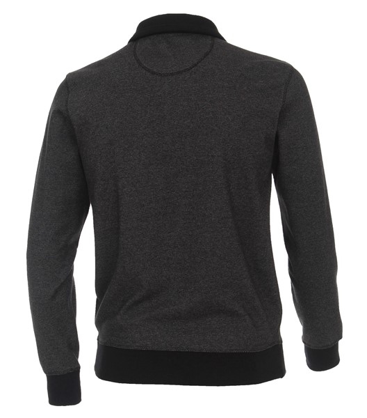 Casa Moda Sweatshirt m. rits en borstzakje, antraciet