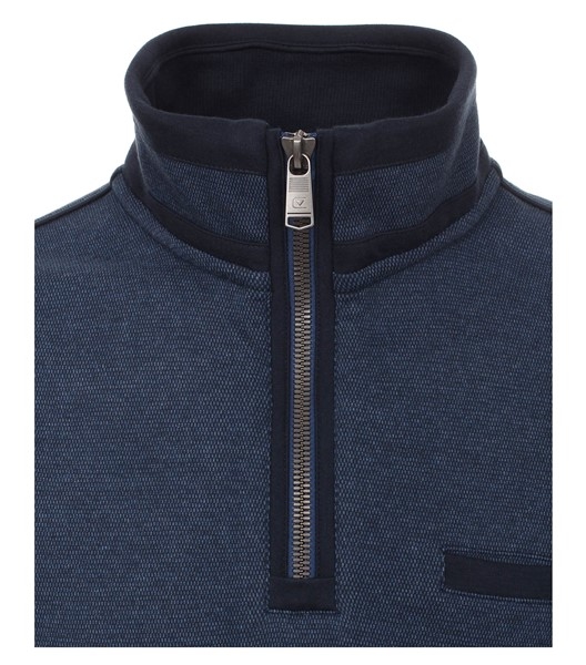 Casa Moda Sweatshirt m. rits en borstzakje, blauw