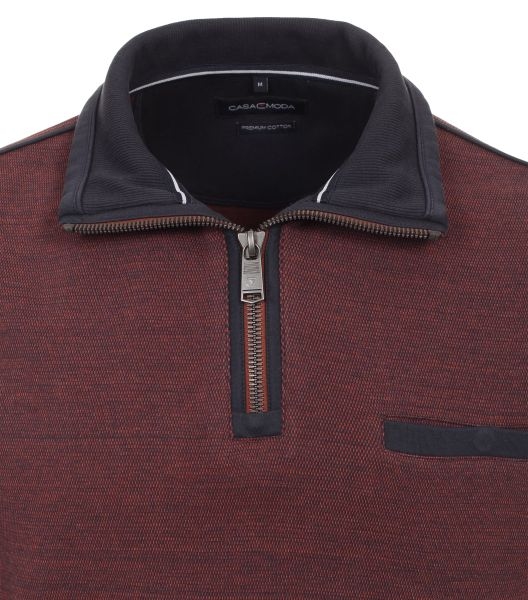Casa Moda Sweatshirt m. rits en borstzakje, dark orange