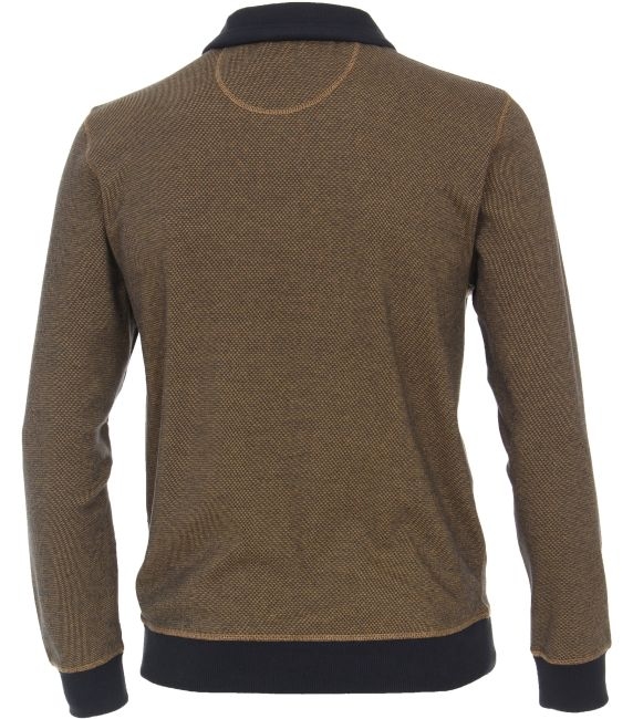 Casa Moda Sweatshirt m. rits en borstzakje, okergeel