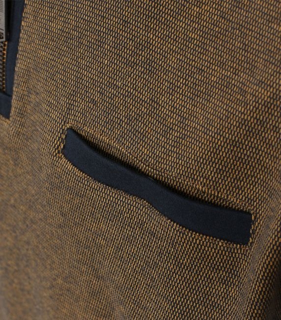 Casa Moda Sweatshirt m. rits en borstzakje, okergeel