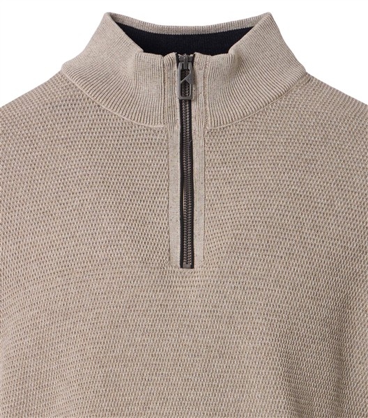 Casa Moda Sweatshirt m. rits in boord, beige