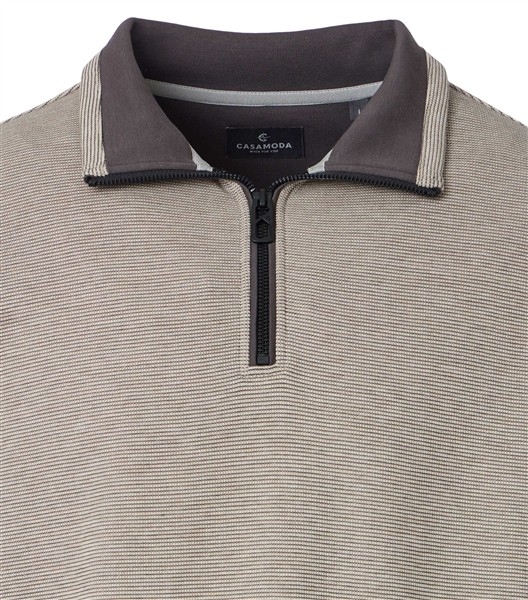 Casa Moda Sweatshirt m. rits in kraag, beige