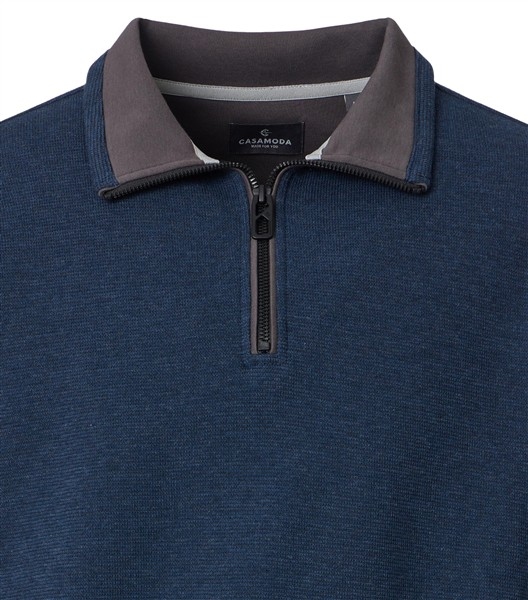 Casa Moda Sweatshirt m. rits in kraag, blauw