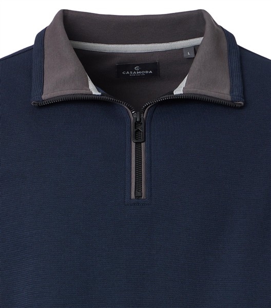 Casa Moda Sweatshirt m. rits in kraag, navy