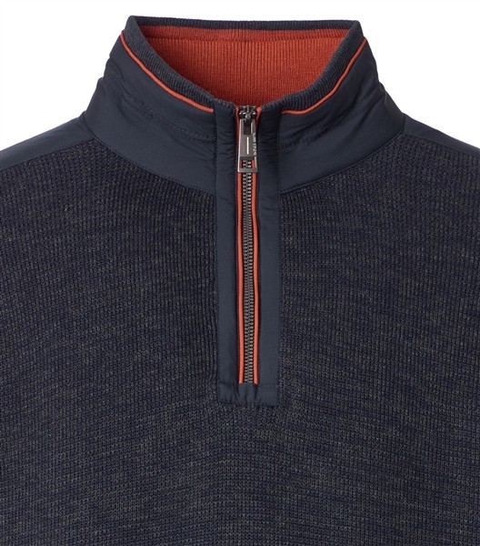 Casa Moda Trui m. kraag en ritsje, grijsblauw