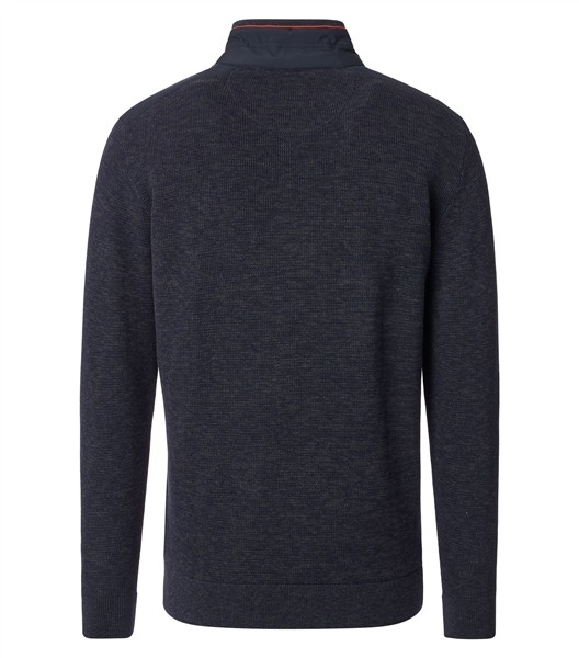 Casa Moda Trui m. kraag en ritsje, grijsblauw