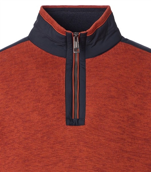 Casa Moda Trui m. kraag en ritsje, oranjebruin