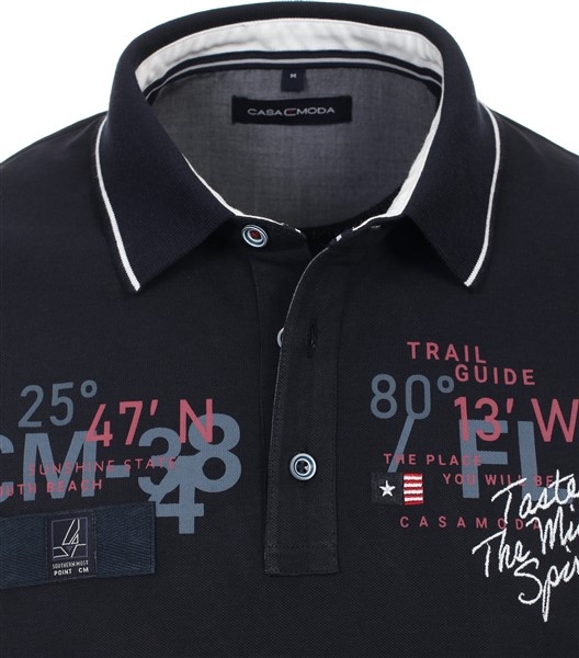 Casa Moda zomer polo 'The Miami Spirit', navy blauw