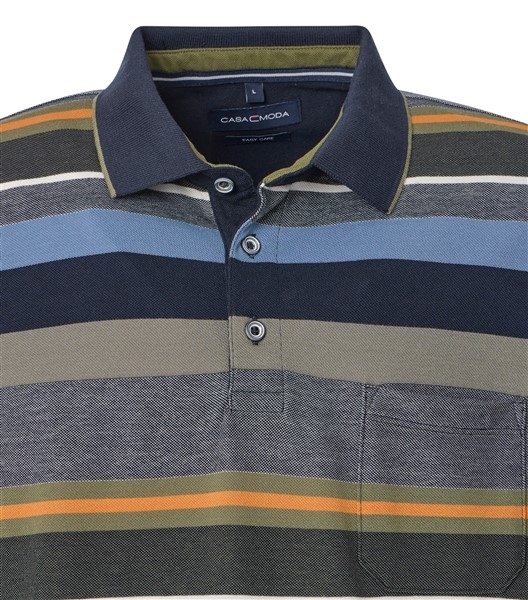 Casa Moda zomer polo gestreept, blauw-grijs-groen