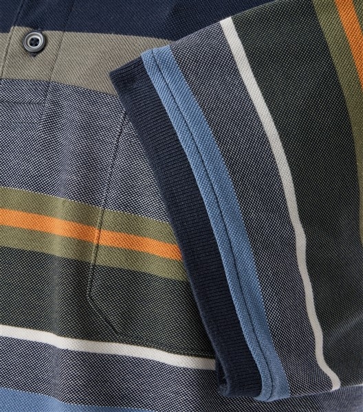 Casa Moda zomer polo gestreept, blauw-grijs-groen