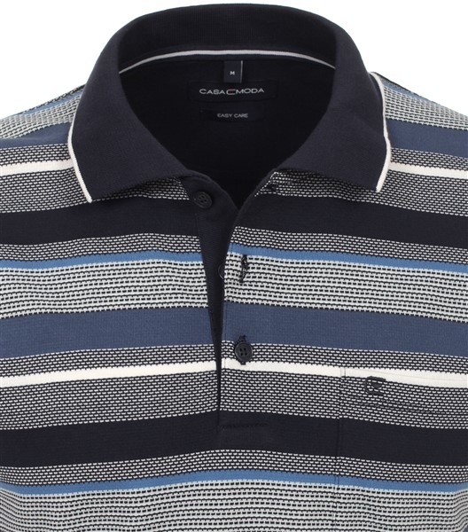 Casa Moda zomer polo gestreept, blauw-grijs