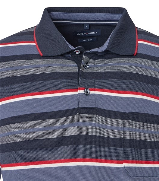 Casa Moda zomer polo gestreept, rood-blauw-navy