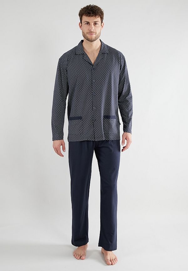 CECEBA Doorknoop pyjama m. lange broek, navy