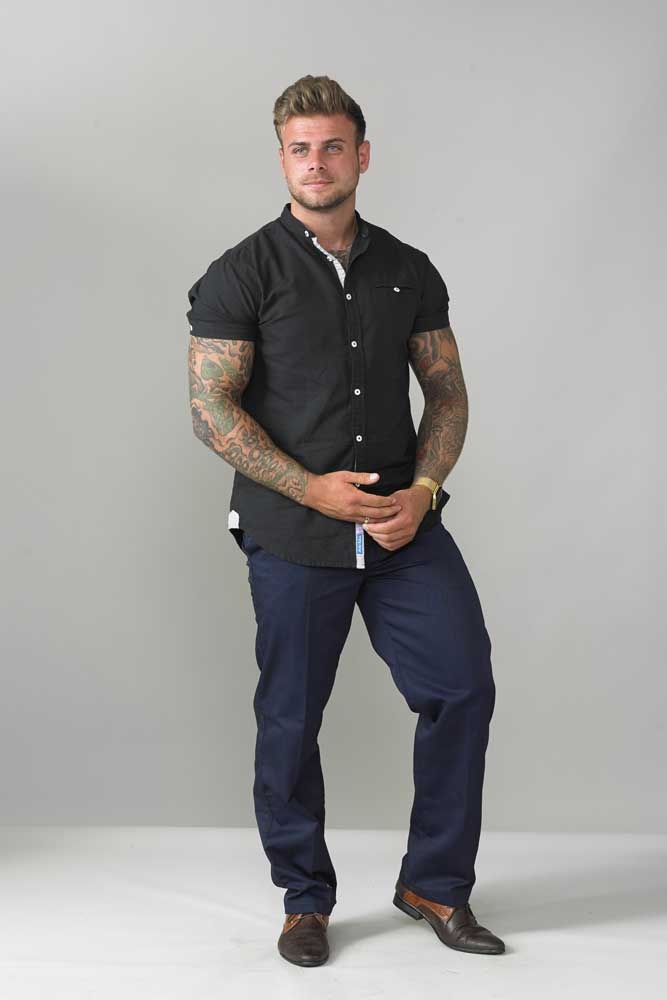 D555 Broek m. elastische tailleboord, navy blauw