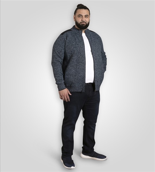 D555 Gebreid vest met voering, d.blauw melée