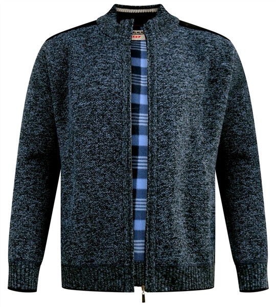 D555 Gebreid vest met voering, d.blauw melée