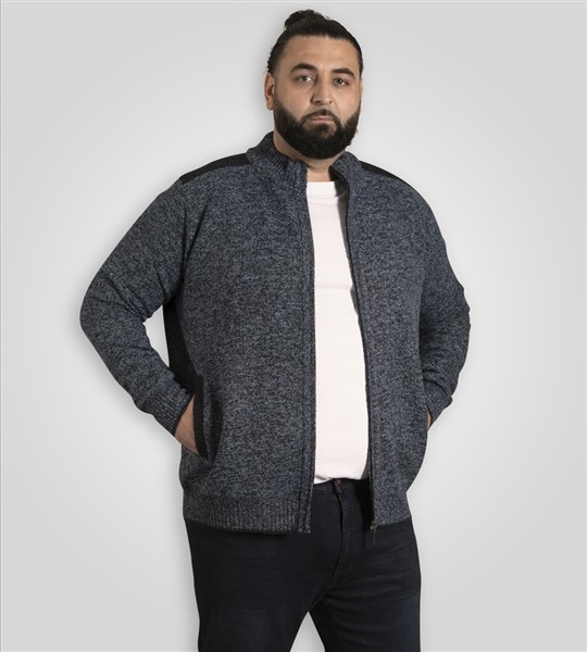 D555 Gebreid vest met voering, d.blauw melée