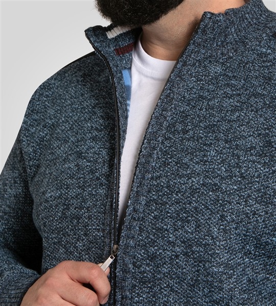 D555 Gebreid vest met voering, d.blauw melée