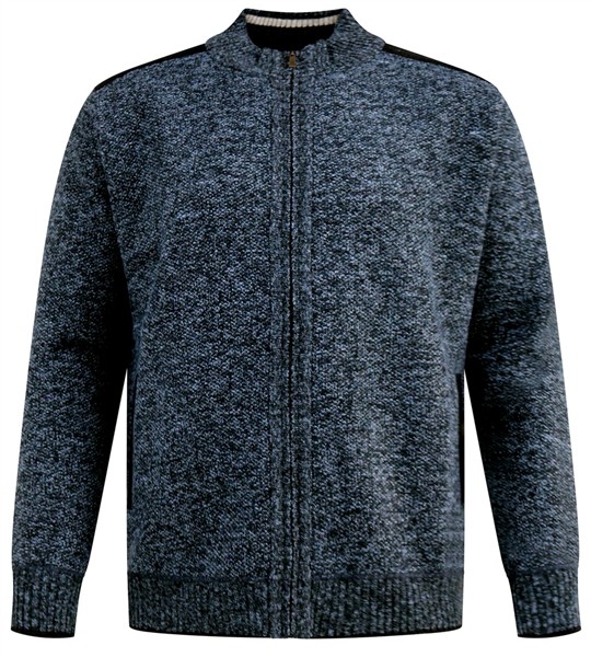 D555 Gebreid vest met voering, d.blauw melée