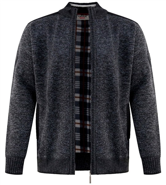 D555 Gebreid vest met voering, zwart melée