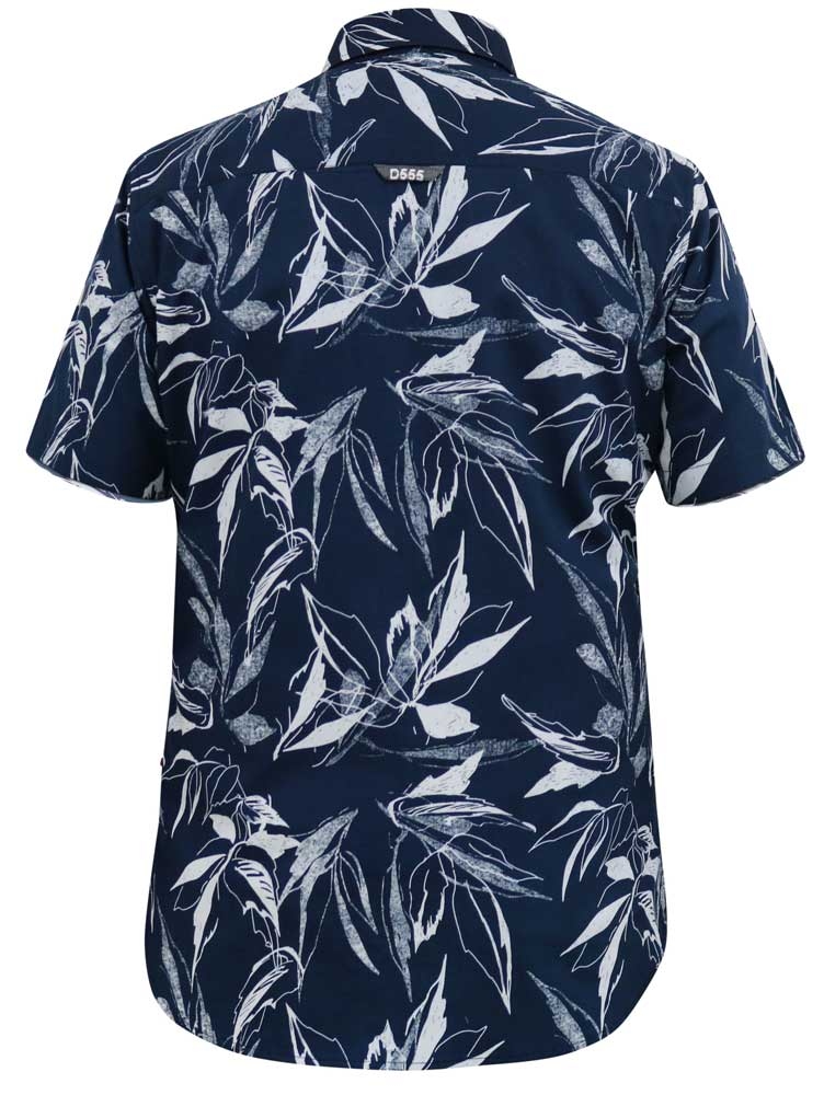 D555 Overhemd FINLEY korte mouw flowers, navy