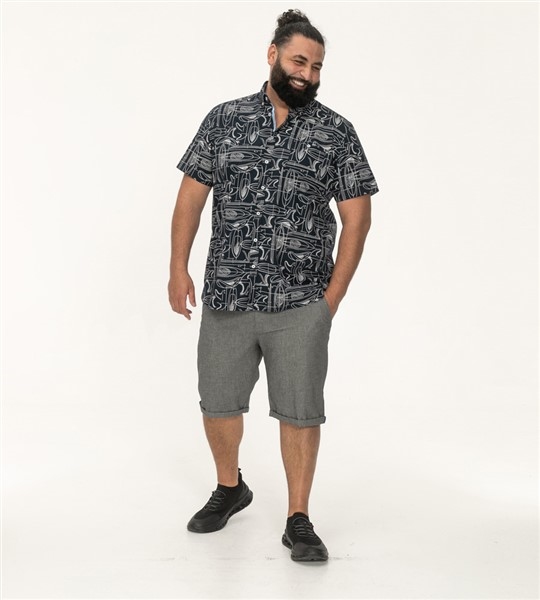 D555 Overhemd WORTHING korte mouw surfplank, navy