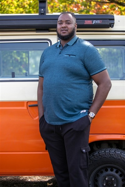 D555 Polo m. borstzakje, petrol