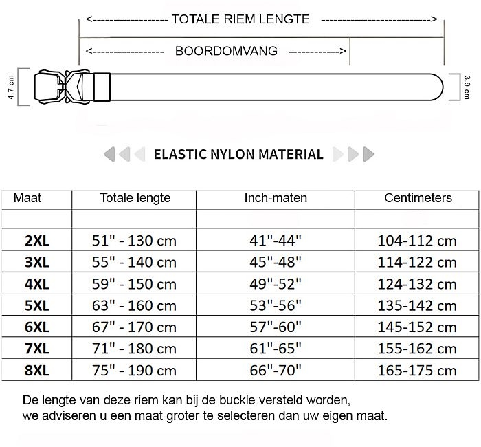 D555 Stretch broekriem Quick release gesp, zwart