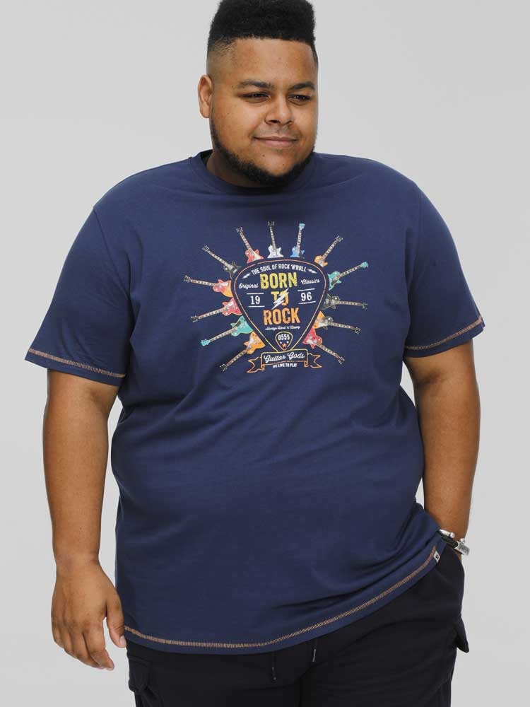 D555 T-shirt 'Born to Rock', navy