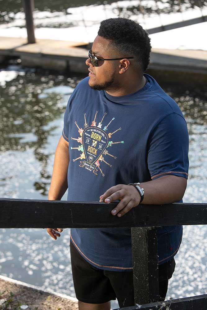 D555 T-shirt 'Born to Rock', navy
