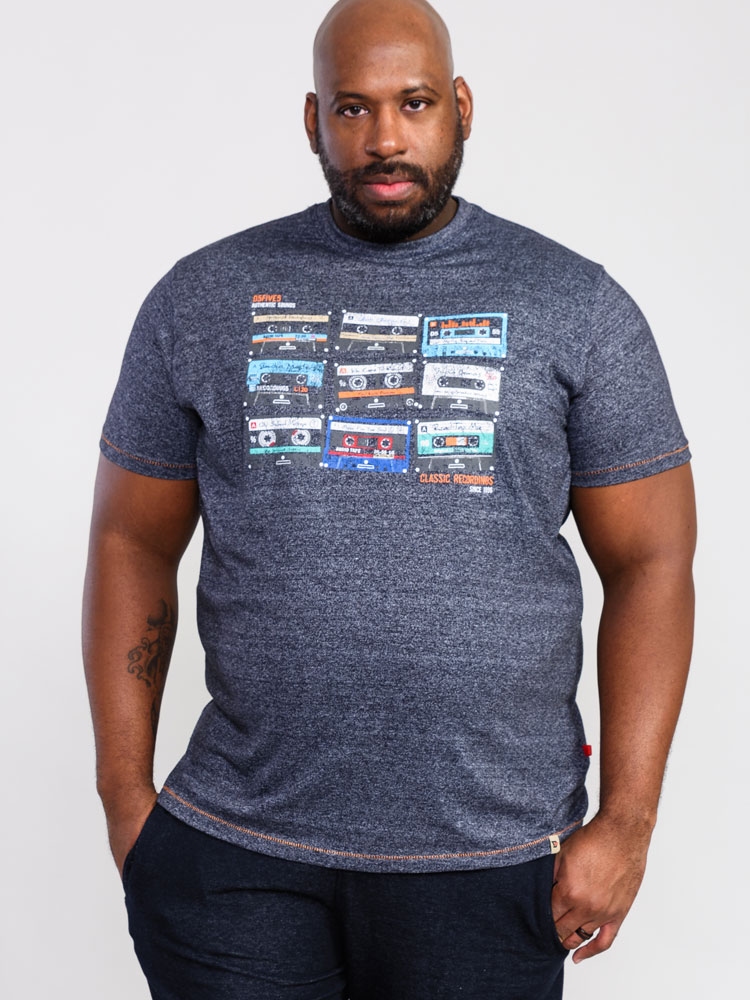 D555 T-shirt "Cassette Tapes", navy melee