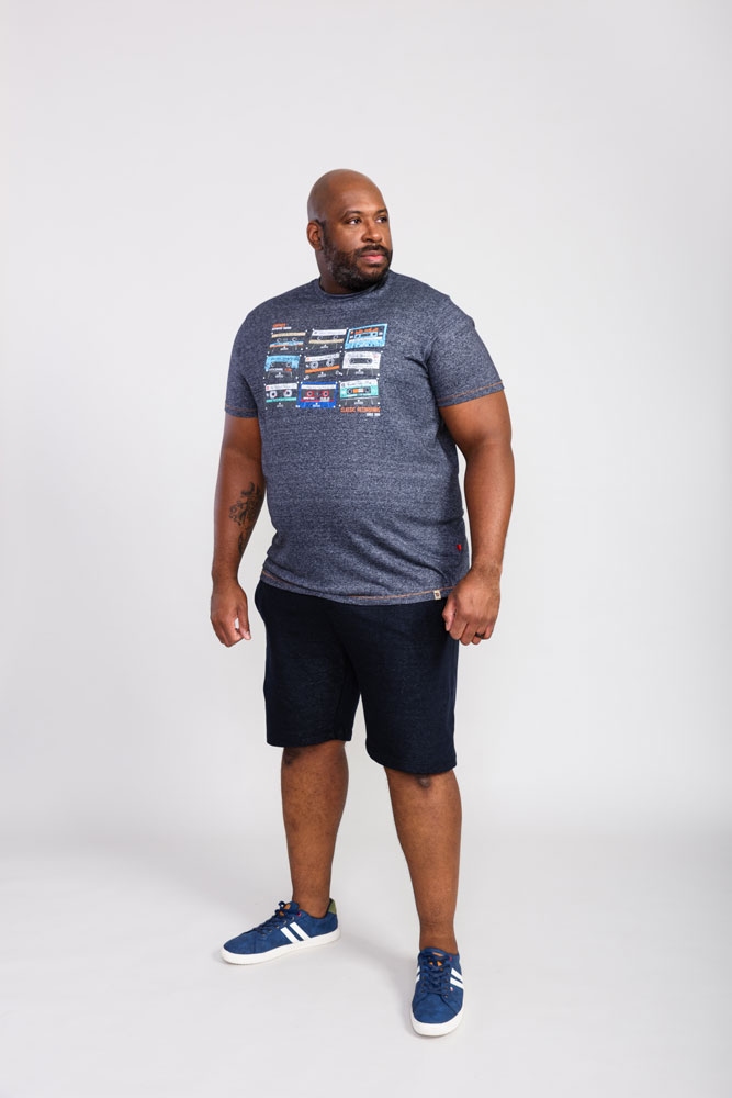 D555 T-shirt "Cassette Tapes", navy melee