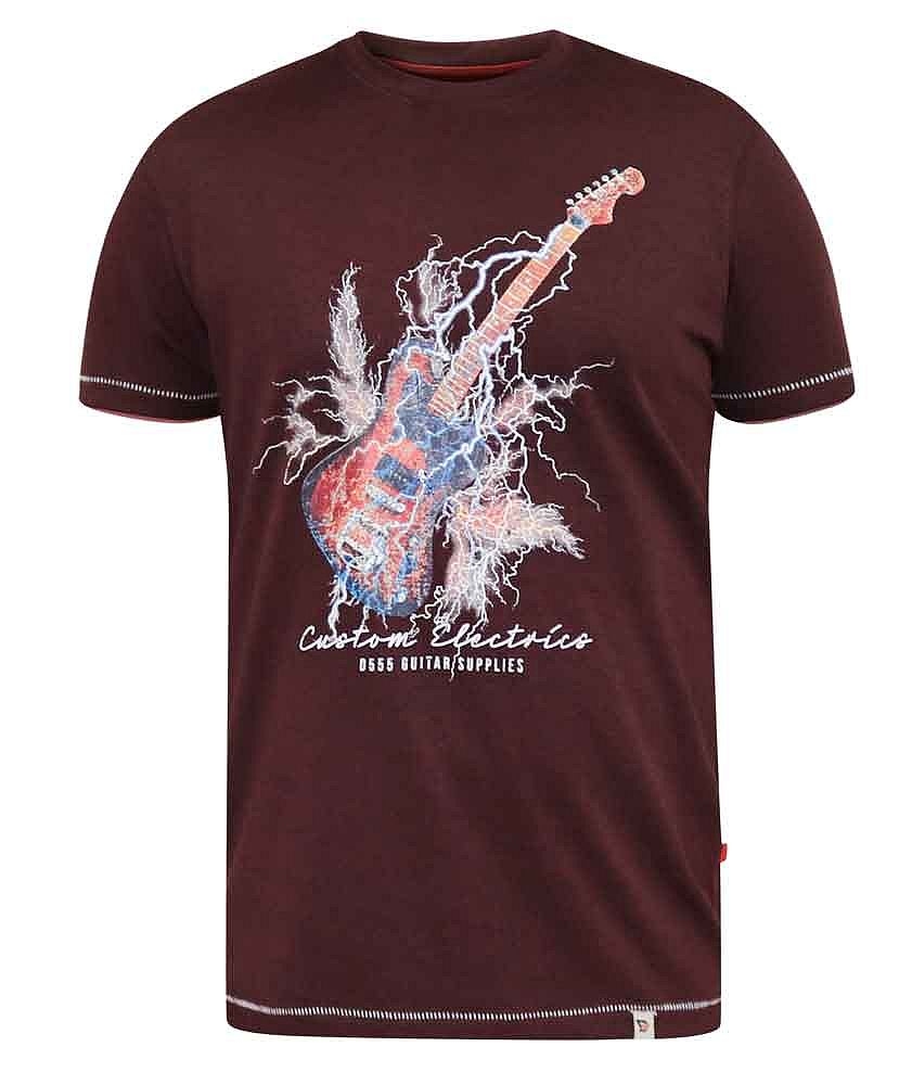 D555 T-shirt 'Lightning Bolt Guitar', bordo