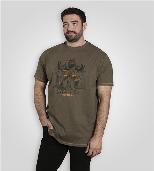 D555 T-shirt 'We came to rock', donker khaki