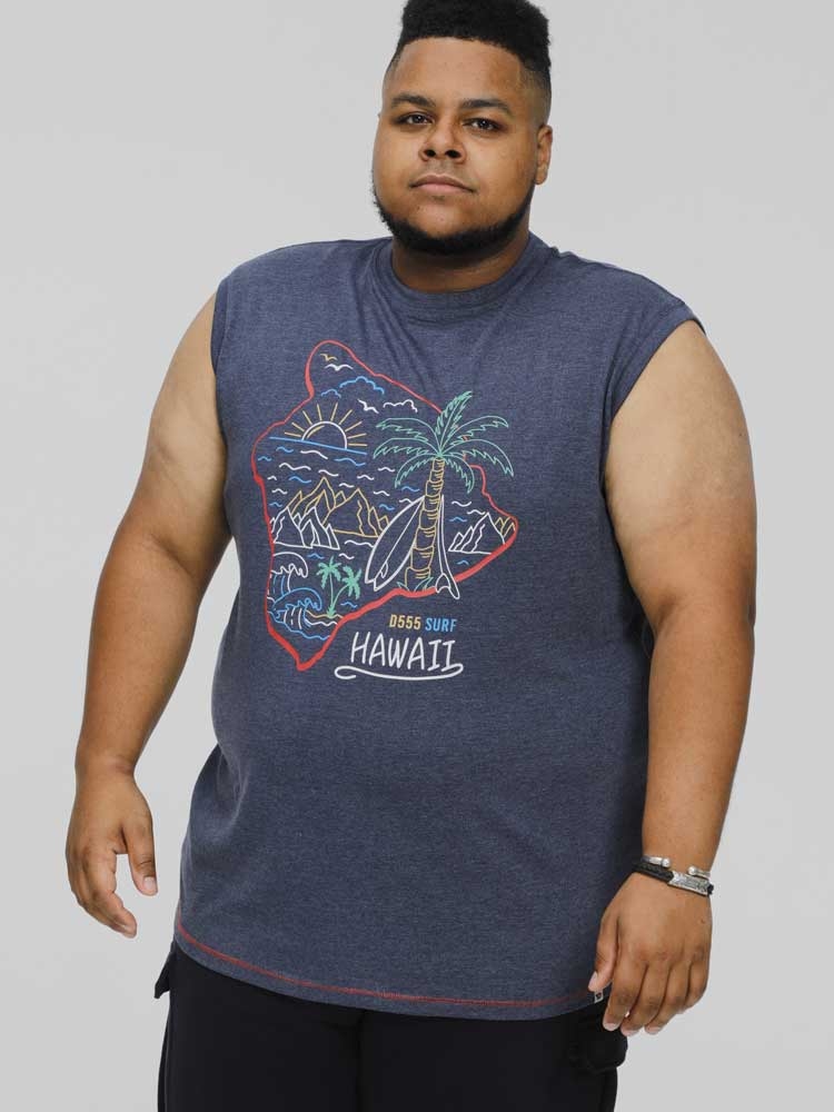 D555 Tanktop Hawaii Island, navy blauw