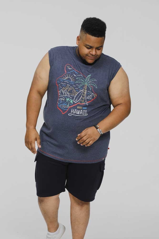 D555 Tanktop Hawaii Island, navy blauw