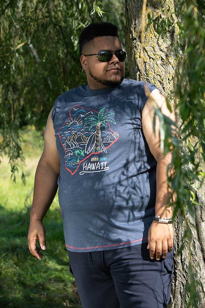 D555 Tanktop Hawaii Island, navy blauw