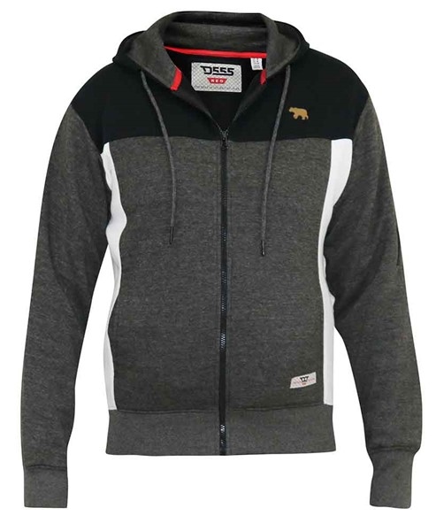 D555 Warm vest m. capuchon, zwart-grijs-wit