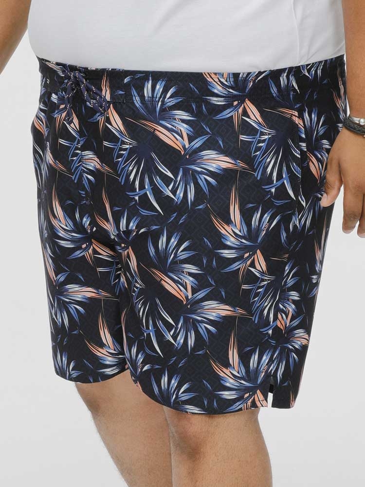 D555 Zwemshorts m. grote bloemenprint, navy