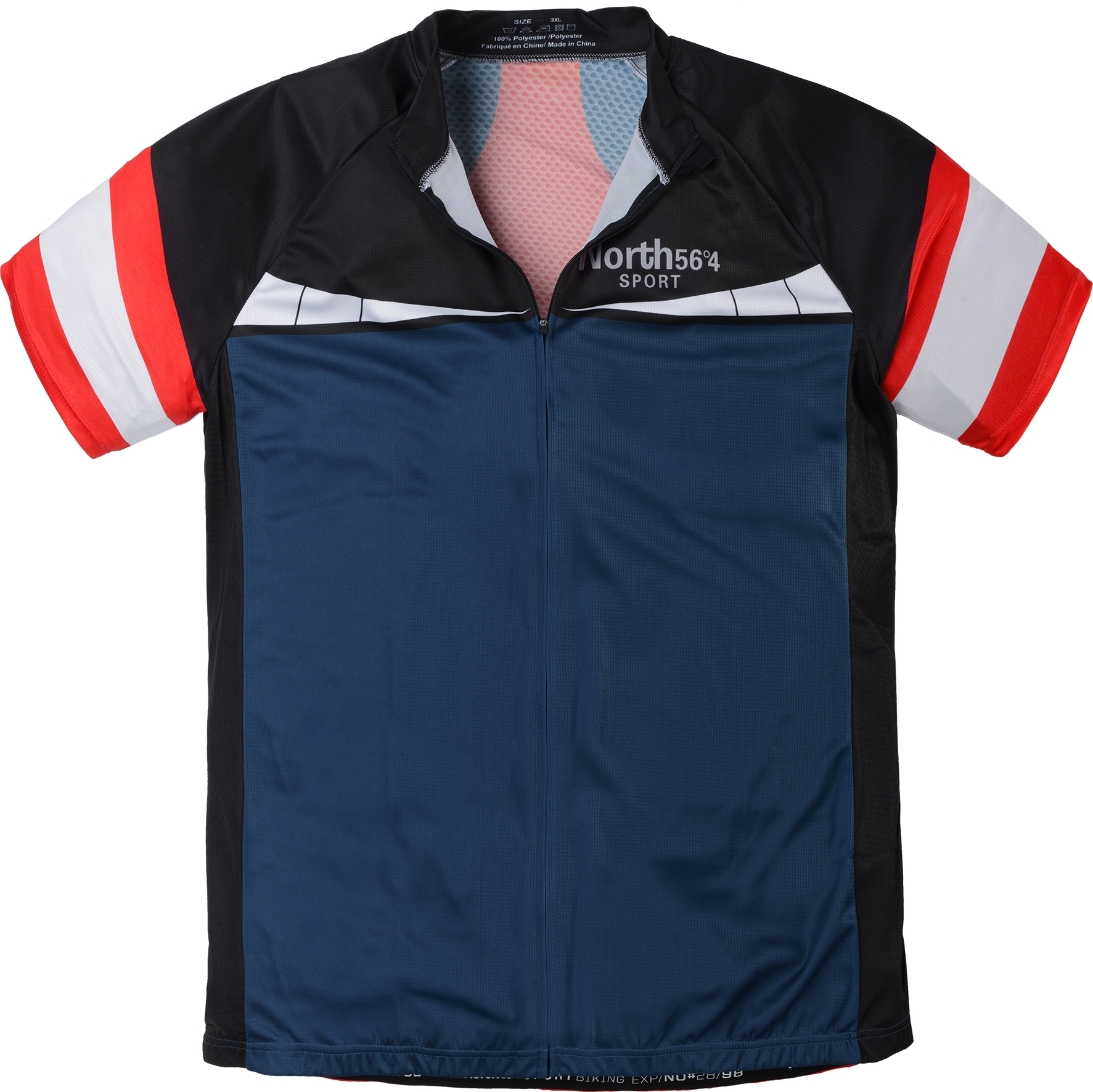 Fietsshirt korte mouw, navy-rood