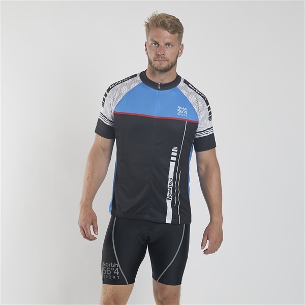 Fietsshirt korte mouw, zwart-blauw-wit