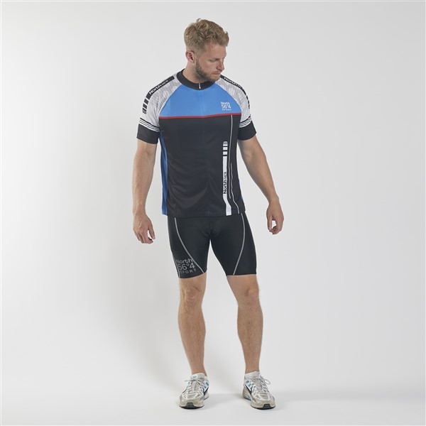 Fietsshirt korte mouw, zwart-blauw-wit