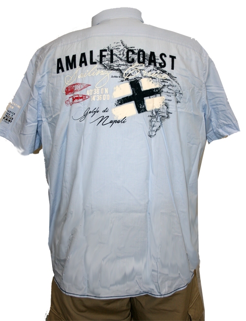 Kitaro overhemd 'Amalfi Coast' korte mouw, licht blauw