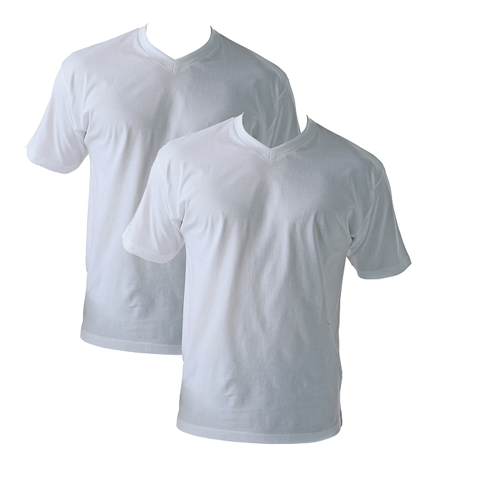 MAVERICK 2-pack t-shirts met V-hals, wit