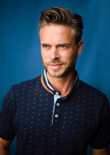 Meantime Polo m. print en henley boord, navy